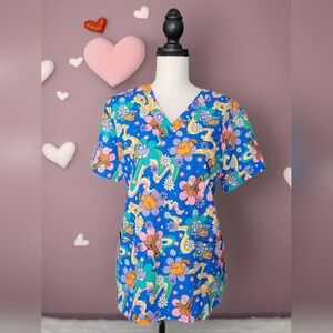 Scooby Doo Fun Retro Scrub Top Sz L New With Tags